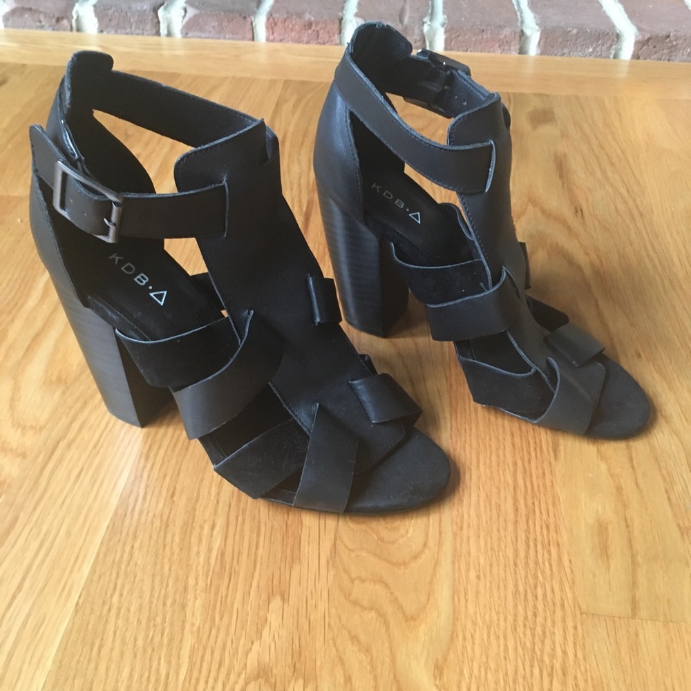Kelsi Dagger Brooklyn Black Leather Suede Heels